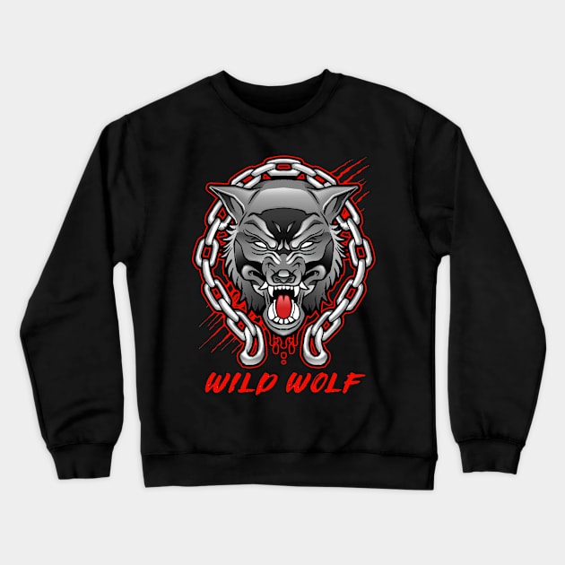 Angry Wild Wolf Crewneck Sweatshirt by dnlribeiro88